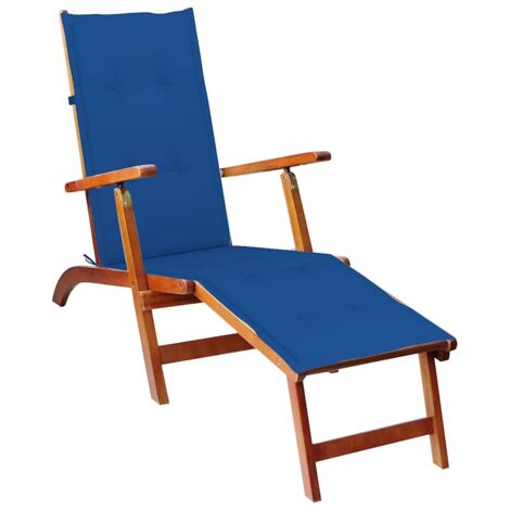 Chaise de terrasse Chaise de jardin Fauteuil de jardin avec repose-pied et coussin Acacia solide BSRHS916119 (1/5)