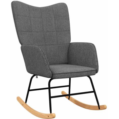 Chaise à bascule Rocking chair Fauteuil à bascule Fauteuil de relaxation Gris foncé Tissu BSRHS595463 (1/5)