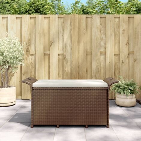 Banc de jardin Banquette de jardin Siège/Chaise avec coussin marron 116x46x57 cm résine tressée BTEB84266 MaisonChic (1/5)