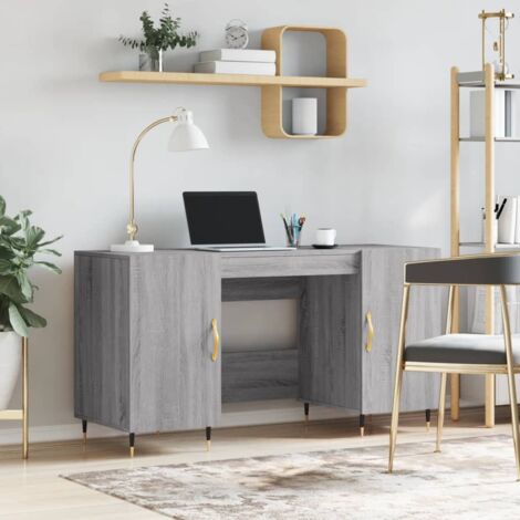 Bureau Table de travail Bureau d'ordinateur sonoma gris 140x50x75 cm bois d'ingénierie BZRNR421798 (1/5)