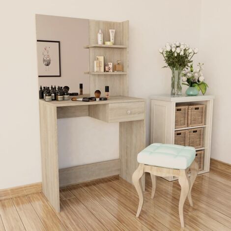 Coiffeuse, Table de maquillage, Meuble coiffeuse Aggloméré 75 x 40 x 141 cm Chêne RDS9570 (1/5)
