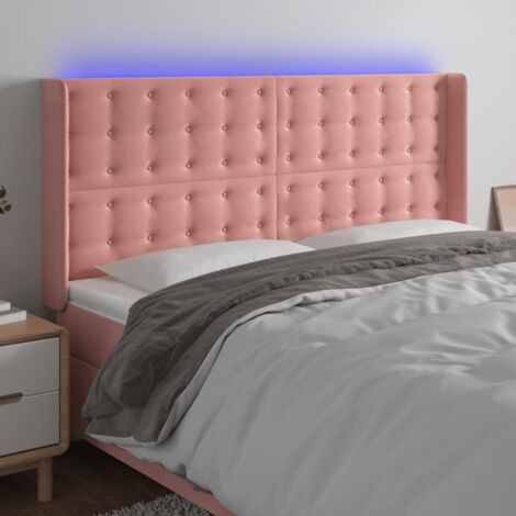 Tête de lit à LED Panneau de lit pour Lit adult Décoration murale Rose 163x16x118/128 cm Velours RJYKXR759683 (1/5)