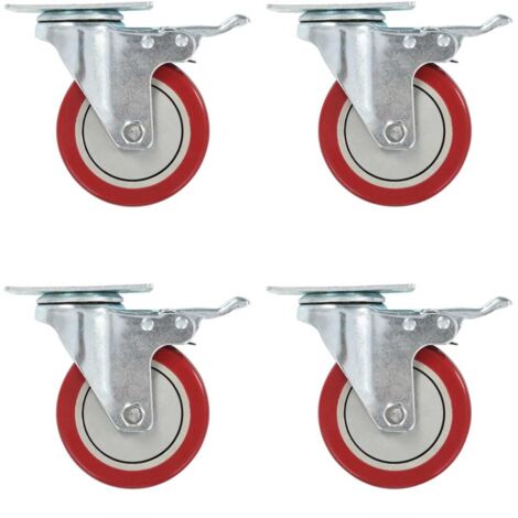 4 pcs Roulettes pivotantes avec double frein 100 mm Roulettes Meuble Roulettes de Transport BZREH2715993 (1/5)
