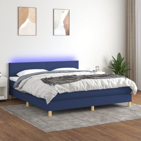 Sommier tapissier avec matelas et LED Sommier pour Adulte et Enfant Lit adulte Bleu 160x200 cm Tissu XRKJY2462070 (1/5)