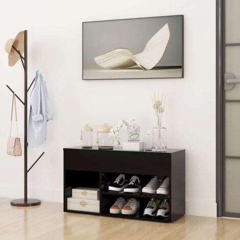 Banc à chaussures，Meuble d’entrée，Banc d'entrée Noir 80x30x45 cm Aggloméré VDVM655741 (1/5)