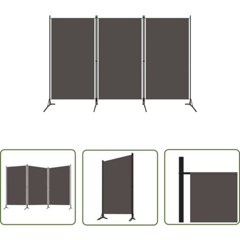 The Living Store Cloison de séparation 3 panneaux Anthracite 260x180 cm - Cloison De Séparation - Paravent - Séparateur De Pièce - Espace Privé - Intimité (1/5)
