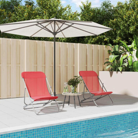Lot de 2 Chaises de plage pliantes Bain de soleil Fauteuil de plage textilène acier enduit de poudre BSRHS662124 (1/5)