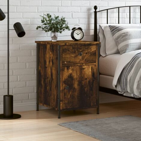 Table de chevet Table d'appoint Table de nuit pour Salon Chambre chêne fumé 40x42x60 cm bois d'ingénierie XRKJ346815 (1/5)