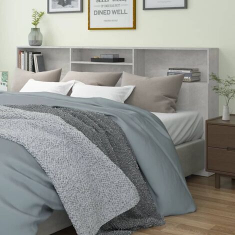 Armoire de tête de lit Tête de lit avec rangement Panneau de lit avec rangements Gris béton 220x19x103,5 cm RJYKXR995237 (1/5)