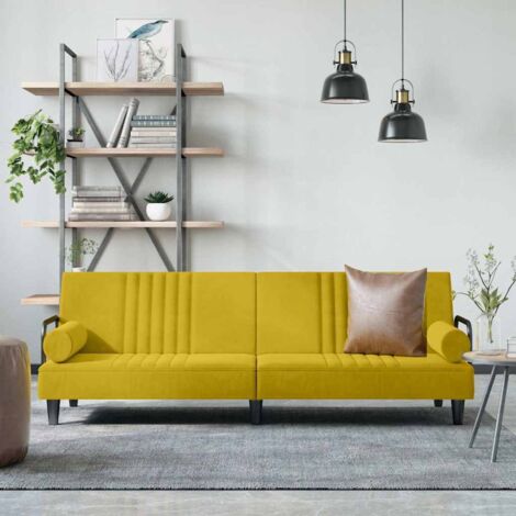 Canapé-lit Chaise Longue au Sol Canapé convertible avec accoudoirs jaune velours XZZ7505 (1/5)