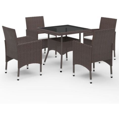 5 pcs Mobilier à dîner de jardin Ensemble table et chaise de jardin Marron Résine tressée et verre RTITTK80437 (1/5)