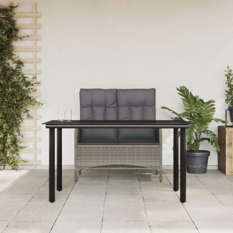 Lot de 2 Ensemble à dîner de jardin et coussins,Meubles Mobilier à dîner gris rotin -94639 (1/5)