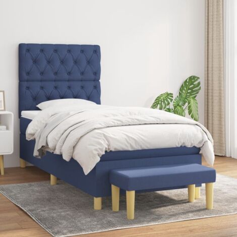 Lit à sommier tapissier avec matelas - Lit Adulte - Meuble de Chambre à Coucher - Bleu 80x200 cm Tissu VSGS603717 (1/5)