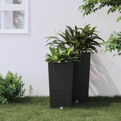 Bac à fleurs,Jardinière et intérieur amovible anthracite 11/26,5 L rotin PP -59014 (1/5)