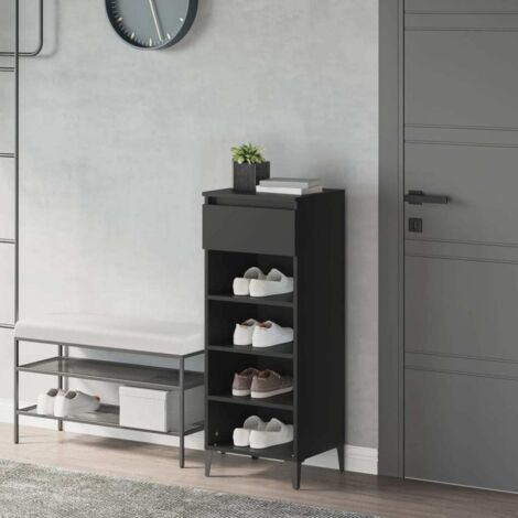 Meuble à chaussures Étagère à chaussures Armoire à Chaussures Noir 40x36x105 cm Bois d'ingénierie BRZH443884 (1/5)