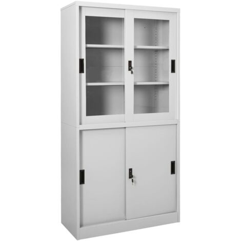 Armoire à bureau porte coulissante Meuble de Rangement Bureau Caisson de Bureau Gris clair 90x40x180cm Acier VSGS691308 (1/5)
