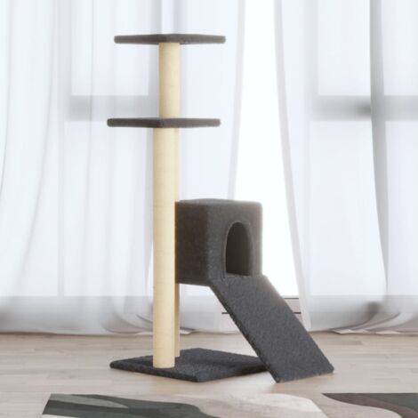 Arbre à chat, Arbre de grattage Jeu Chats, Maison pour Chat avec griffoirs en sisal Gris foncé 92 cm LKOWF85361 (1/5)