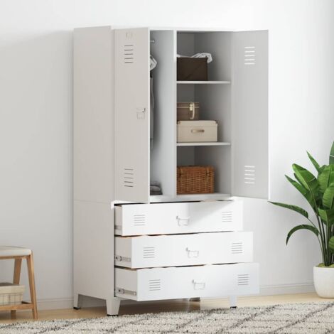 Garde-robe,Armoire de Rangement,Étagères Vêtements Blanc 90x50x180 cm Métal VDVM930865 (1/5)