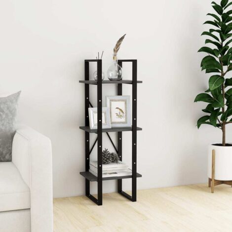 Bibliothèque à 3 niveaux Armoire de livres Étagères de Rangement Gris 40x30x105 cm Bois de pin massif BZREH2892742 (1/5)