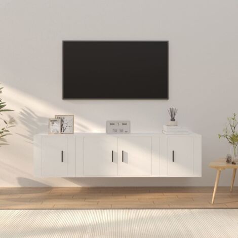 3 pcs Ensemble de meubles TV Banc TV Meuble de Rangement Blanc Bois d'ingénierie HUIBU473077 (1/5)