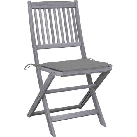 Chaises pliables d'extérieur lot de 4 et coussins Bois d'acacia (1/5)