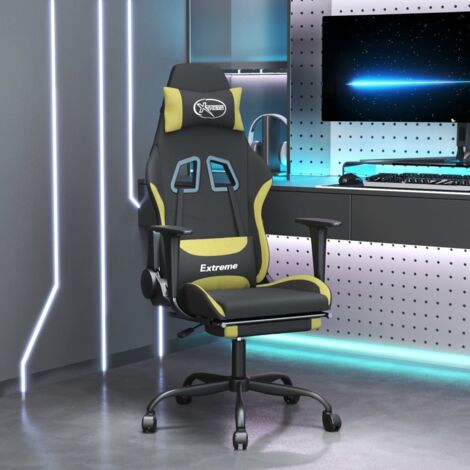 Chaise gaming - Chaise de jeu avec repose-pied - Fauteuil Gaming - Chaise de Bureau d'ordinateur Noir et vert clair BSRHS117681 (1/5)