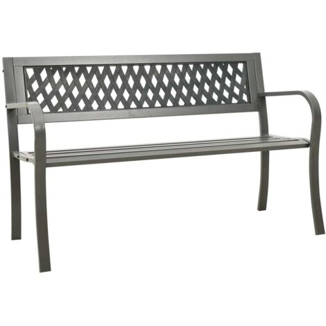 Banc de jardin Banquette de jardin Siège/Chaise de jardin 125 cm Acier Gris BTEB90249 (1/5)