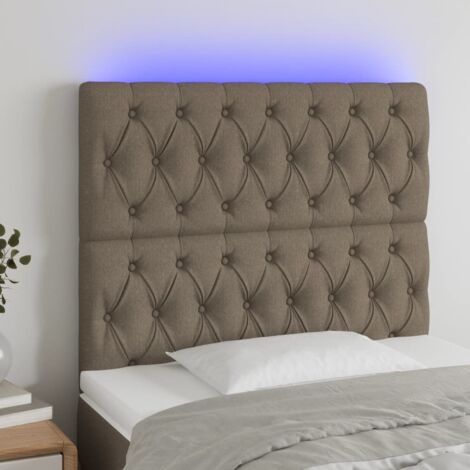Tête de lit avec lumière LED,Panneau de lit,Décoration murale Taupe 90x7x118/128 cm Tissu XEJZT473038 (1/5)