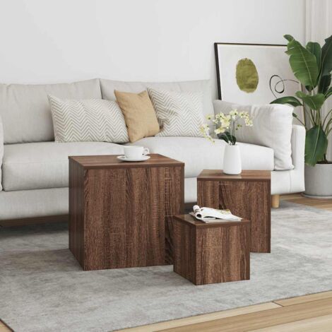 3 pcs Tables d'appoint Bout de canapé Table Basse Chêne marron Bois d'ingénierie NXETH524326 (1/5)