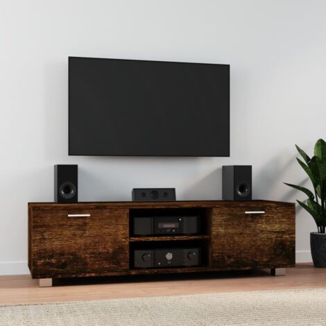 Meuble TV Banc TV Moderne Meuble de Rangement Chêne fumé 140x40,5x35 cm Bois d'ingénierie XHET75968 (1/5)