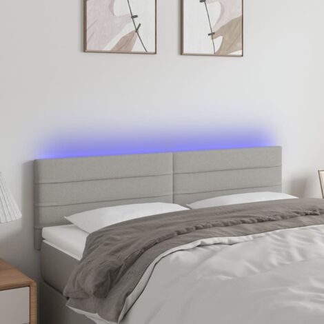 Tête de lit avec lumière LED,Panneau de lit,Décoration murale Gris clair 144x5x78/88 cm Tissu XJDT593183 (1/5)