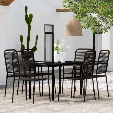 7 pcs Ensemble de salle à manger de jardin Salon de jardin Mobilier de salle à manger Noir RJTRX666114 (1/5)