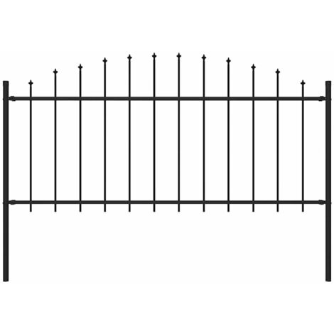 Clôture de jardin,Barrière de jardin,Portail de jardin à dessus en lance Acier (0,5-0,75)x1,7 m Noir CNENE652699 (1/3)
