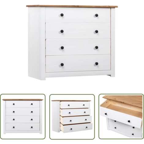 Furniture Limited - Armoire latérale Blanc 80x40x73 cm Pin Assort (1/5)