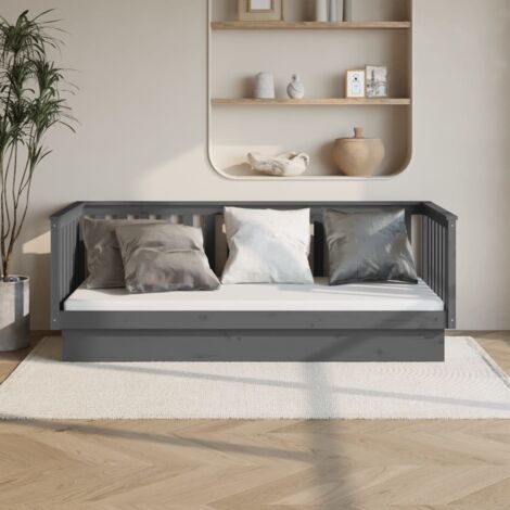 Lit de jour，Lit simple， salon， chambre à coucher Gris 80x200 cm Bois de pin massif XZZZ963008 (1/5)
