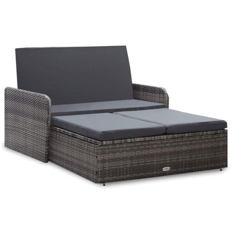 Lot de 2 Salon de jardin Salon d'extérieur Ensemble Meuble de Jardin Mobilier d'Extérieur avec coussins Résine tressée Gris XFNRX835412 MaisonChic (1/5)