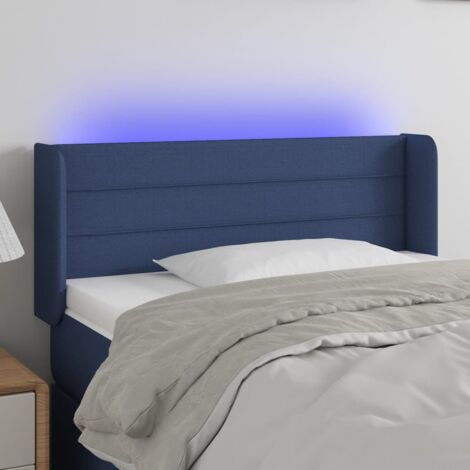Tête de lit avec lumière LED,Panneau de lit,Décoration murale Bleu 93x16x78/88 cm Tissu XJDT881773 (1/5)