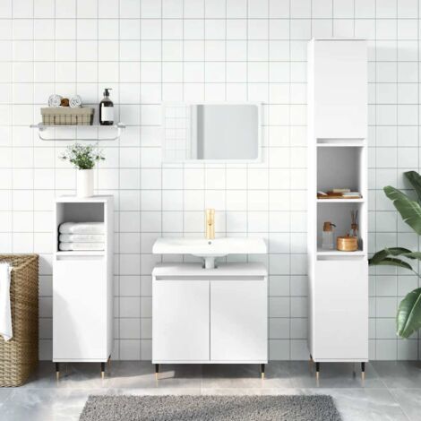Armoire de salle de bain  Armoire de rangement  Placard de Rangement Toilettes blanc 58x33x60 cm bois d'ingénierie RTJEX695603 (1/5)