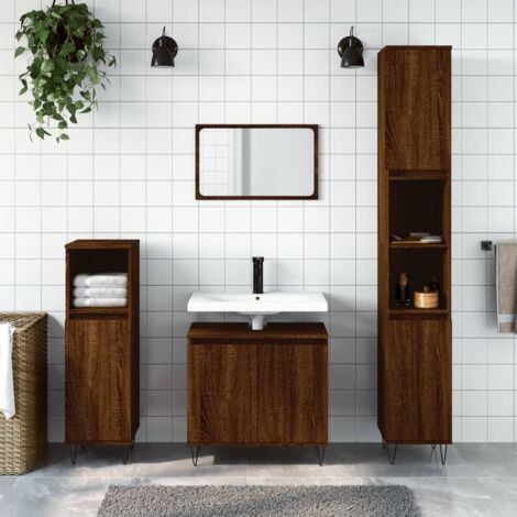 Armoire de bain Armoire de rangement Placard de Rangement Toilettes chêne marron 58x33x60 cm bois d'ingénierie RTJEX593978 MaisonChic (1/5)