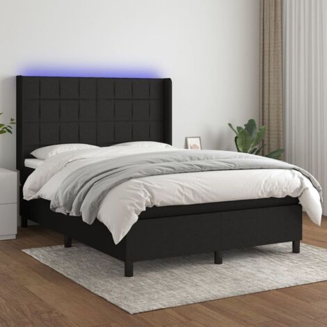 Sommier tapissier avec matelas et LED Sommier pour Adulte et Enfant Lit adulte Noir 140x190 cm Tissu XRKJY2092166 (1/5)