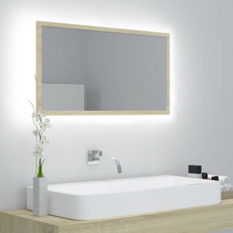Miroir LED de salle de bain,Miroir Mural,Miroir décoratif Chêne sonoma 80x8,5x37 cm Acrylique DYHB820839 (1/5)