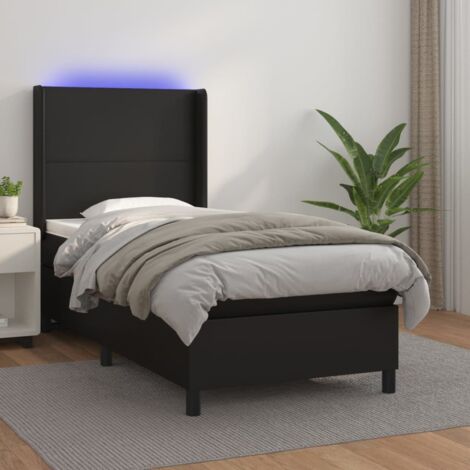Sommier tapissier avec matelas et LED Sommier pour Adulte et Enfant Lit adulte Noir 90x200 cm Similicuir XRKJY9701403 (1/5)