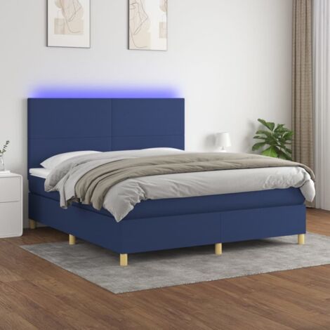 Sommier tapissier avec matelas et LED Sommier pour Adulte et Enfant Lit adulte Bleu 160x200 cm Tissu XRKJY1440126 (1/5)