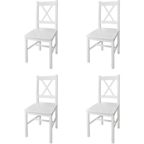 Lot de 4 Chaises à manger - Chaises de salle à manger - Chaise de Bureau, Salon et de Cuisine blanc bois de pin BSRHS656916 (1/5)