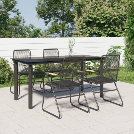5 pcs Mobilier à dîner de jardin Ensemble table et chaise de jardin Noir Rotin PVC RTITTK38372 (1/5)