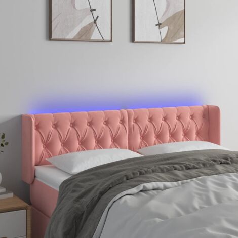Tête de lit à LED,Panneau de lit,Pour Lit adulte,Décoration murale Rose 147x16x78/88 cm Velours XZZ822526 (1/5)