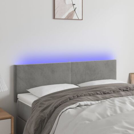 Tête de lit avec lumière LED,Panneau de lit,Décoration murale Gris clair 144x5x78/88 cm Velours XJDT908230 (1/5)