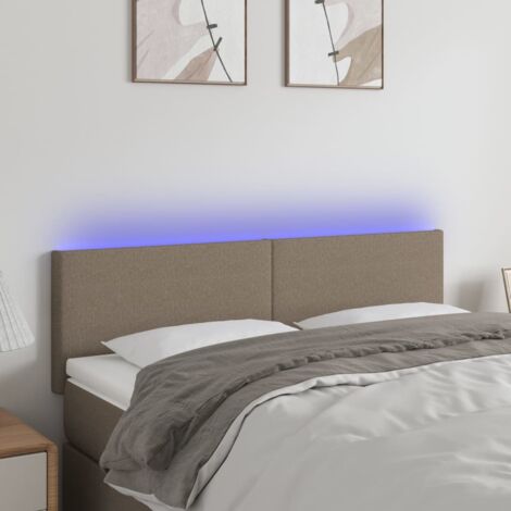 Tête de lit avec lumière LED,Panneau de lit,Décoration murale Taupe 144x5x78/88 cm Tissu XJDT167777 (1/5)