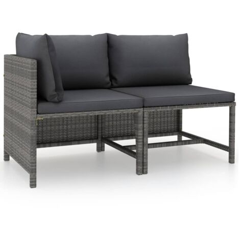 Salon de jardin 2 pcs,Mobilier de terrasse,Table et Chaise pour Relax avec coussins Gris Résine tressée -YZ745782 (1/5)