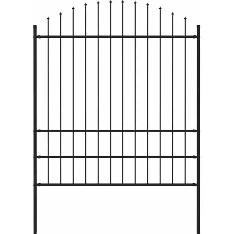 Clôture de jardin,Barrière de jardin,Portail de jardin avec dessus en lance Acier 1,7 m Noir CNENE279828 (1/3)